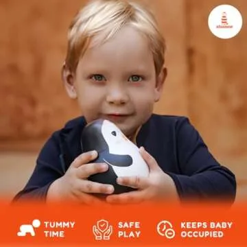Shumee Wooden Penguin Wobbler/Wobble Toy - Baby Tummy Time Toy Montessori Tumbler Toys - (1-3 Years)| Roly Poly Toys | Wobbler Toys, Baby Development Toy for Infants Toddlers, Infant Boy Girl Gifts