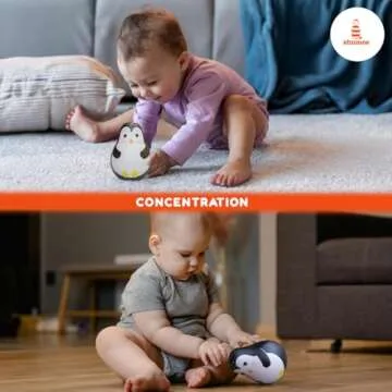 Shumee Wooden Penguin Wobbler/Wobble Toy - Baby Tummy Time Toy Montessori Tumbler Toys - (1-3 Years)| Roly Poly Toys | Wobbler Toys, Baby Development Toy for Infants Toddlers, Infant Boy Girl Gifts