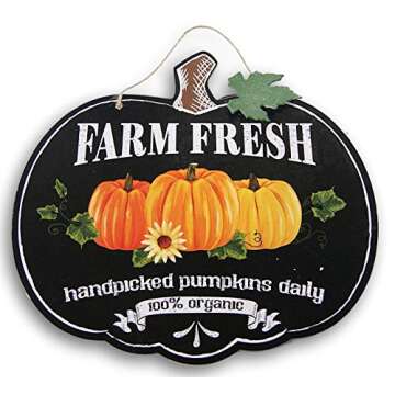 Fantastic Fall Decorative Pumpkin Shaped ''Farm Fresh'' Hanging Sign - 11.5 x 10.5 Inches