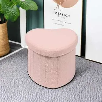 B FSOBEIIALEO Heart-Shaped Ottoman with Storage