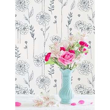RoomMates Navy Maisey Peel and Stick Wallpaper - Blue Floral Design