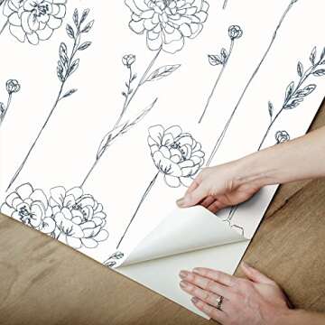 Stylish Navy Maisey Peel and Stick Wallpaper for Homes