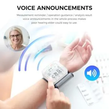 MMIZOO Wrist Blood Pressure Monitor Large LCD Display BP Machine Adjustable Cuff 5.31-7.68 inch Automatic 99x2 Sets Memory with Carrying Case for Home Use (W1681)