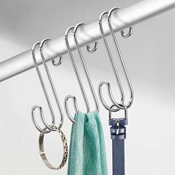iDesign Classico Metal Closet Rod Accessory S, Wardrobes, Handbags, Belts or Jackets, Hook Set