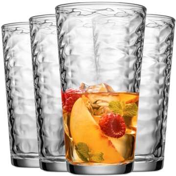 Glaver's Drinking Glasses Set of 10 Highball Glass Cups, Premium Glass Quality Coolers 17 Oz. Glassw...