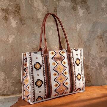 Wrangler Tote Bag for Women Western Shoulder Purses Boho Aztec Satchel Hobo Handbags WG2202-8119CF
