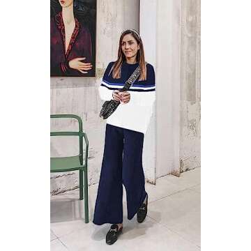 ETCYY NEW Womens Elegant Lounge Sets Knitted Sweatsuit Sets 2 Piece Outfits with Sweater Tops and Wide Leg Sweatpants