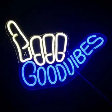 Good Vibes Neon Sign Light for Bedroom & Game Rooms