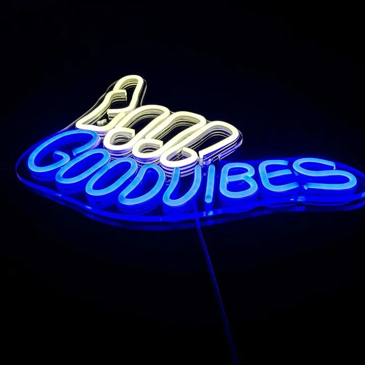 Good Vibes Neon Sign Light for Bedroom & Game Rooms