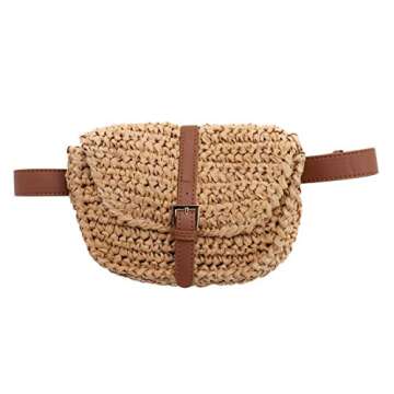 Surell Straw Handbag - Small & Lightweight Summer Beach Bag for Women - Hands Free Waist Bag - Handw...