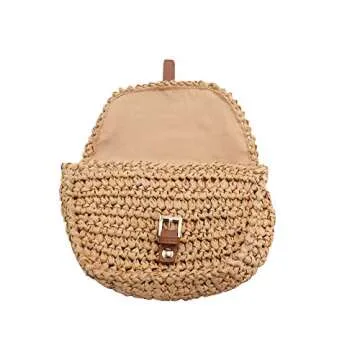 Surell Straw Handbag - Small & Lightweight Summer Beach Bag for Women - Hands Free Waist Bag - Handwoven Bohemian Style Beach Bag for Parties & Casual Summer Events - Fanny Pack