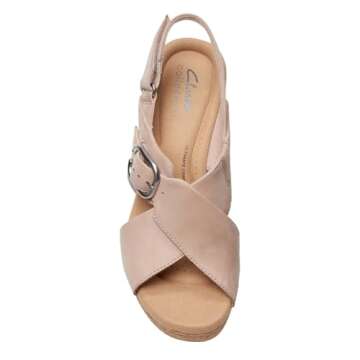 Clarks Women's Giselle Dove Wedge Sandal, Sand Nubuck, 7.5