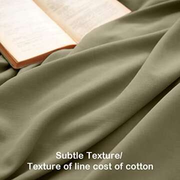 PANDATEX Olive Green Linen-Textured Rayon, Cotton, Linen Blend Duvet Cover Set, Pre-Washed Soft Breathable King Size Duvet Cover for Hot Sleepers, Natural Organic Duvet Cover with 2 Pillowcases