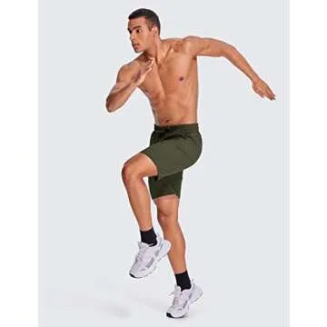 CRZ YOGA Men's Workout Shorts - 9'' Quick Dry & Pockets