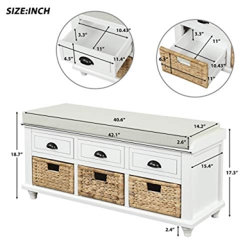 SOFTSEA Stylish Storage Bench for Entryway and Living Room