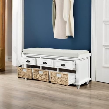SOFTSEA Stylish Storage Bench for Entryway and Living Room