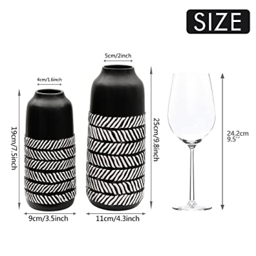 TERESA'S COLLECTIONS Black and White Decorative Vases