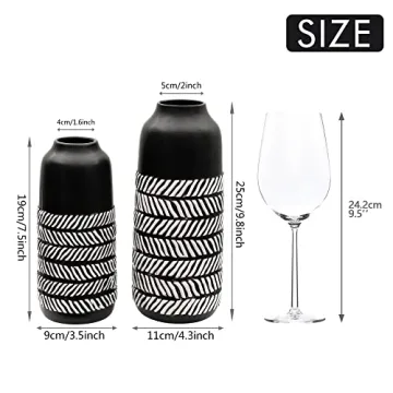 TERESA'S COLLECTIONS Black and White Decorative Vases