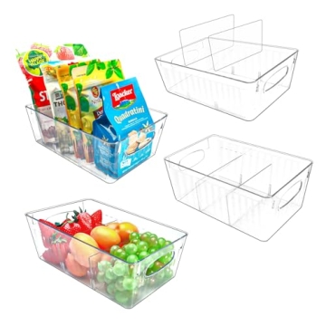 JAWEAVER 4 Pack Fridge Organizer with Dividers