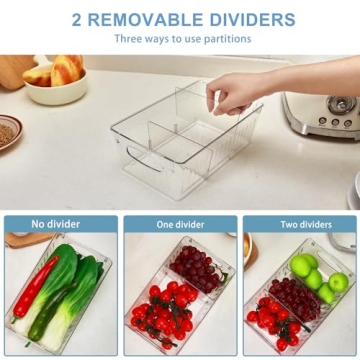 JAWEAVER 4 Pack Fridge Organizer with Dividers