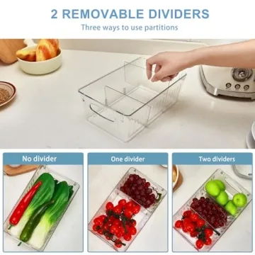 JAWEAVER 4 Pack Fridge Organizer with Dividers