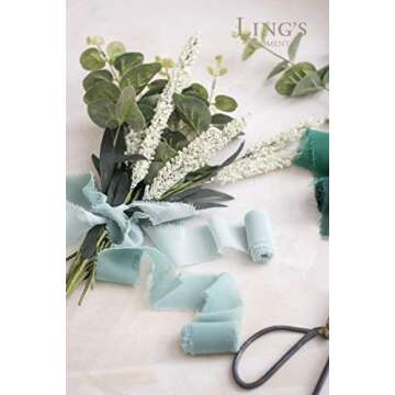Ling's Moment Handmade Fringe Chiffon Silk-Like Ribbon Smooth Ribbon Ombre Colors Chart, Verona Green