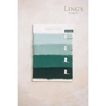 Ling's Moment Handmade Fringe Chiffon Silk-Like Ribbon Smooth Ribbon Ombre Colors Chart, Verona Green