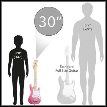 Ashthorpe 30-inch Beginner Electric Guitar Kit with Amplifier (Pink), Basic Starter Package w/Gig Bag, Strings, Strap, Picks
