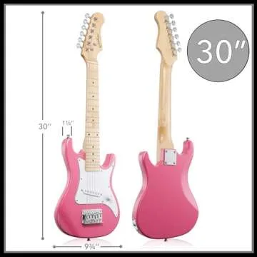 Ashthorpe 30-inch Beginner Electric Guitar Kit with Amplifier (Pink), Basic Starter Package w/Gig Bag, Strings, Strap, Picks