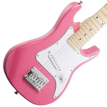Ashthorpe 30-inch Beginner Electric Guitar Kit with Amplifier (Pink), Basic Starter Package w/Gig Bag, Strings, Strap, Picks