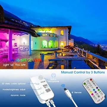ehomful 65.6ft Led Strip Lights App Control Music RGB 5050 Color Changing Smart Light Strip Kit for Bedroom,Room,Apartment,Kitchen