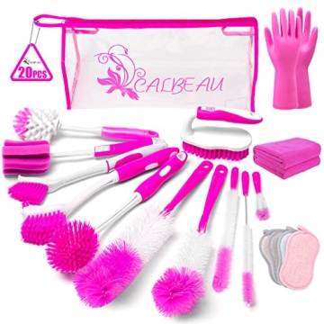 20Pcs Pink Kitchen Cleaning Brushes Set for Ladies