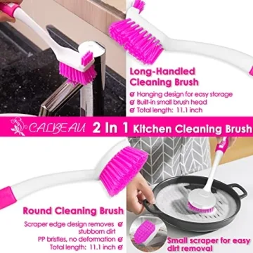 20Pcs Pink Kitchen Cleaning Brushes Set for Ladies