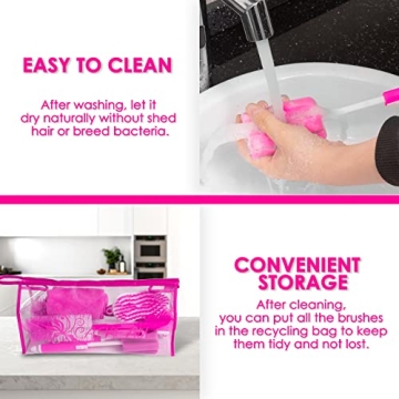 20Pcs Pink Kitchen Cleaning Brushes Set for Ladies