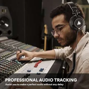 MAONO 50MM Drivers Studio Headphones AU-MH601 Over Ear Stereo Monitor Closed Back Headphones for Music, DJ, Podcast (Black)