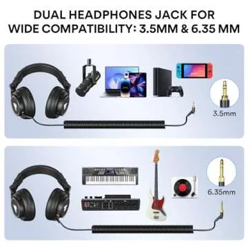 MAONO 50MM Drivers Studio Headphones AU-MH601 Over Ear Stereo Monitor Closed Back Headphones for Music, DJ, Podcast (Black)