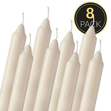 Straight Ivory Candlesticks - Pack of 8 6" Long Ivory Candles - 5 Hour Long Burning Unscented Candle...
