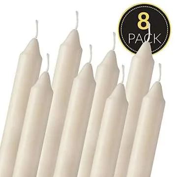 Straight Ivory Candlesticks - Pack of 8 6" Long Ivory Candles - 5 Hour Long Burning Unscented Candle...