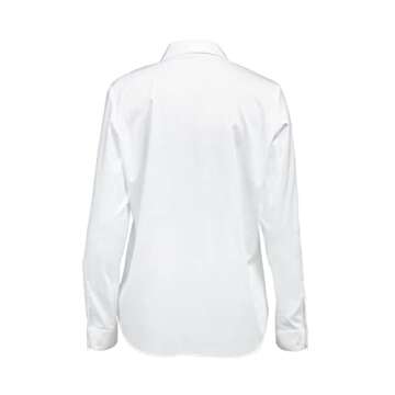 Women's Classic-Fit White Long Sleeve Button-Down Shirt Formal Work Wear