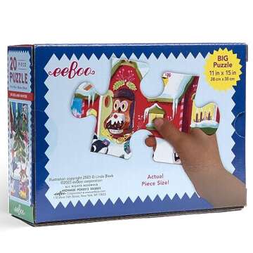 eeBoo Woodland Winter - 20 Piece Puzzle - 15 x 11 Kids Jigsaw, Glossy Pieces, Preschool Puzzle, Ages 3+