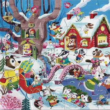 eeBoo Woodland Winter - 20 Piece Puzzle - 15 x 11 Kids Jigsaw, Glossy Pieces, Preschool Puzzle, Ages 3+