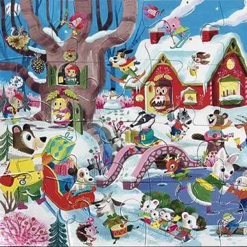 eeBoo Woodland Winter - 20 Piece Puzzle - 15 x 11 Kids Jigsaw, Glossy Pieces, Preschool Puzzle, Ages 3+
