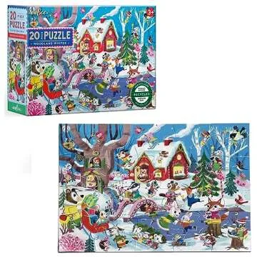 eeBoo Woodland Winter - 20 Piece Puzzle - 15 x 11 Kids Jigsaw, Glossy Pieces, Preschool Puzzle, Ages 3+