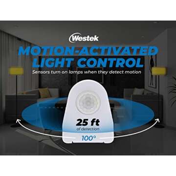 Westek MLC12BC-4 Indoor Plug-in Corded Motion Activated Light Control, Single, White