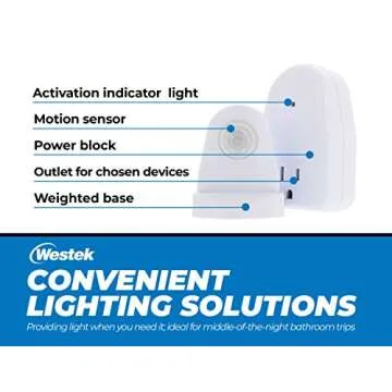 Westek MLC12BC-4 Indoor Plug-in Corded Motion Activated Light Control, Single, White