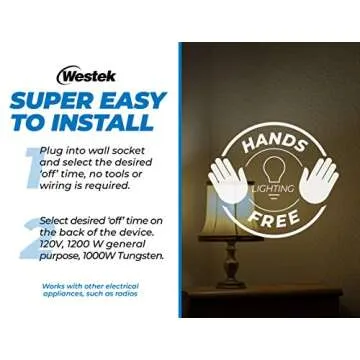 Westek MLC12BC-4 Indoor Plug-in Corded Motion Activated Light Control, Single, White