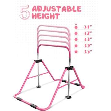 Sportsroyals Gymnastics Bar for Kids,Adjustable Height Gymnastic Horizontal Bars,Folding Gymnastic Junior Training Kip Bar for Home, Pink (Pink)