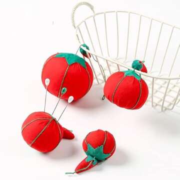 bouti1583 Tomato Shaped Needle Pin Cushion Set for Sewing