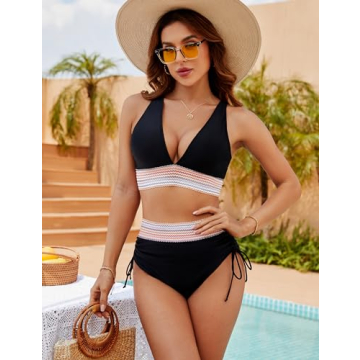 High Waisted Color Block Bikini for Women