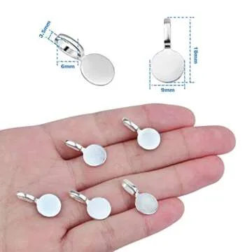Aylifu 100pcs Silver Glue-on Flat Pad Bails Pendants Charms Connector Hanger for DIY Necklace Earrings Jewelry Making Accessories, 18 mm x 9 mm